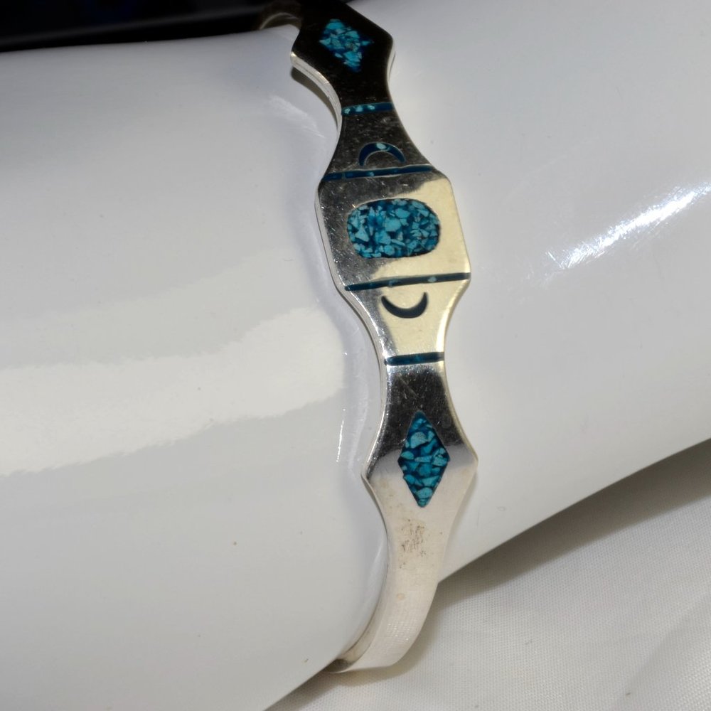 Sterling Silver and Turquoise Inlay Cuff